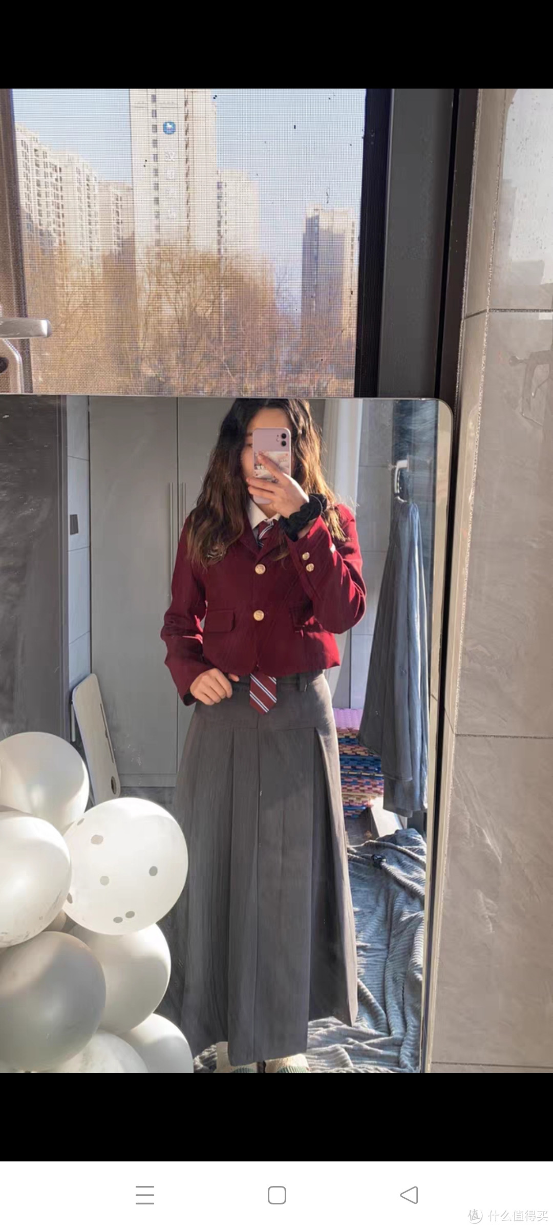 OCFstudio 学院风韩系制服酒红色西装外套女显白修身显瘦气质学姐