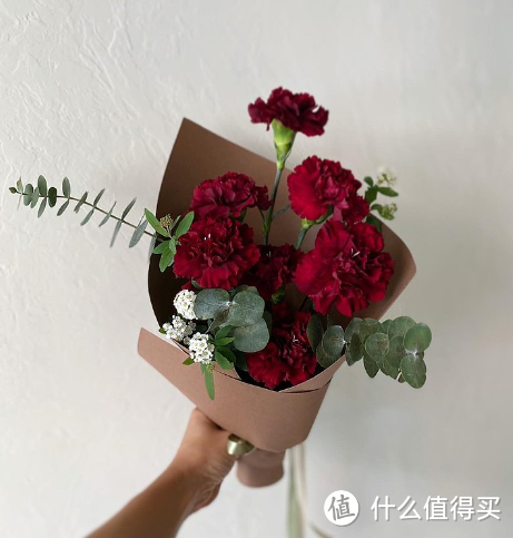 俺有花一束-出自花艺师之手的 丰盛大束田园花蓝-红色康乃馨