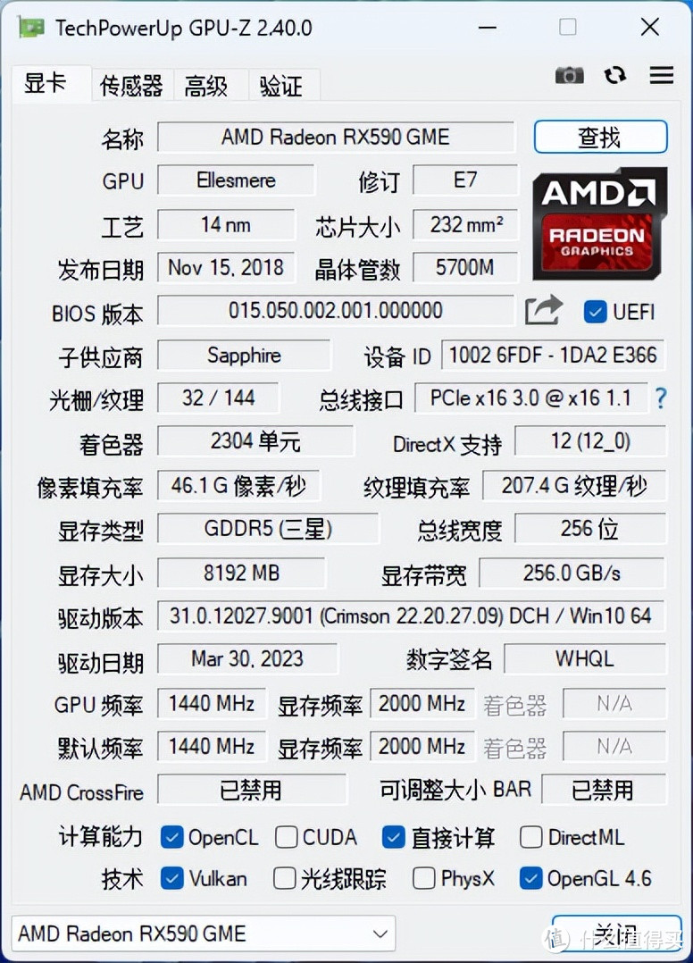 350蓝宝石极光特别版AMDRX5908G显卡默认5000+分，绝地求生242FPS，设计功耗235W比白金翻倍