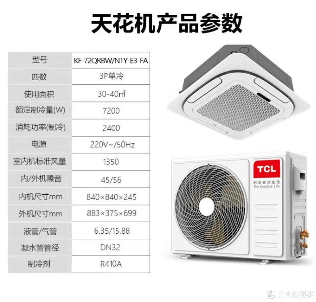 (TCL吸顶空调 天花机 中央空调商用 3p变频隐藏式吊顶 吸顶式空调 天井机5p 嵌入式空调)种草