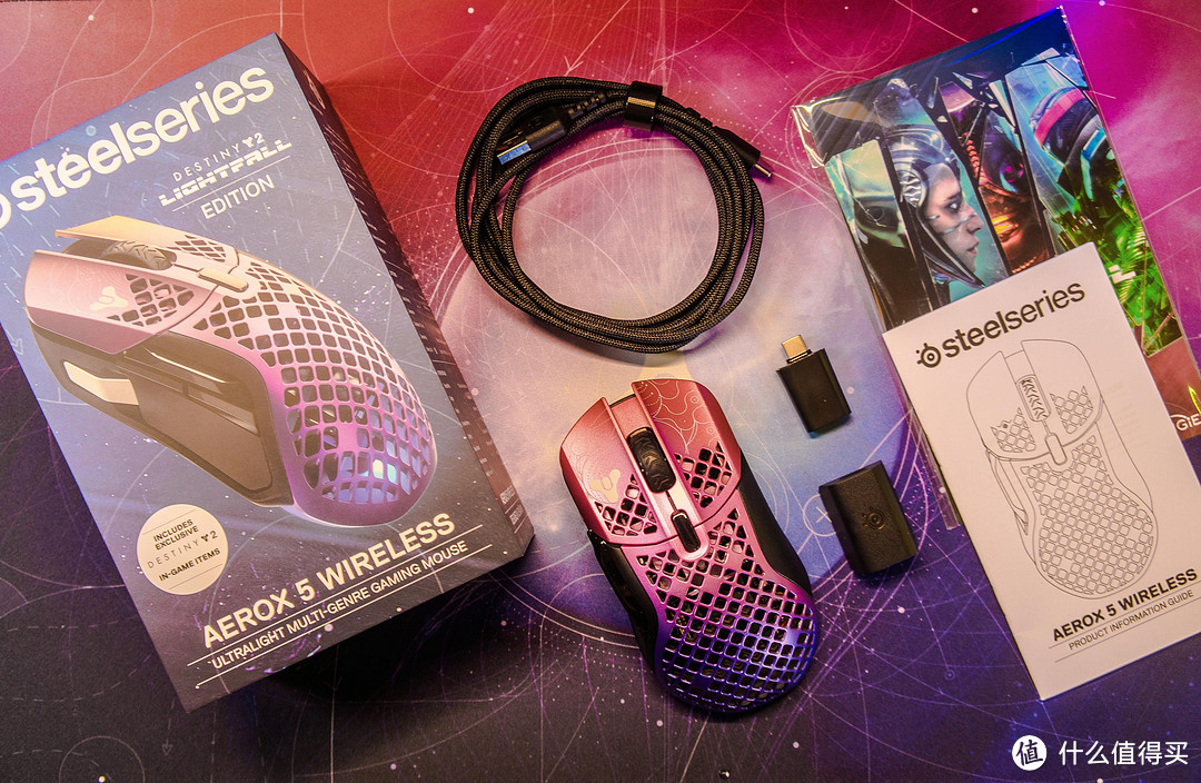 极致游戏&视觉体验！赛睿X《命运2》联名款Aerox5无线鼠标+QcK棱光鼠标垫套装测评！