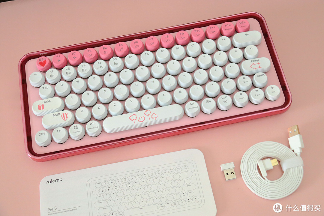 雷柏ralemo Pre5多模无线机械键盘：高颜值好手感，女生办公必备