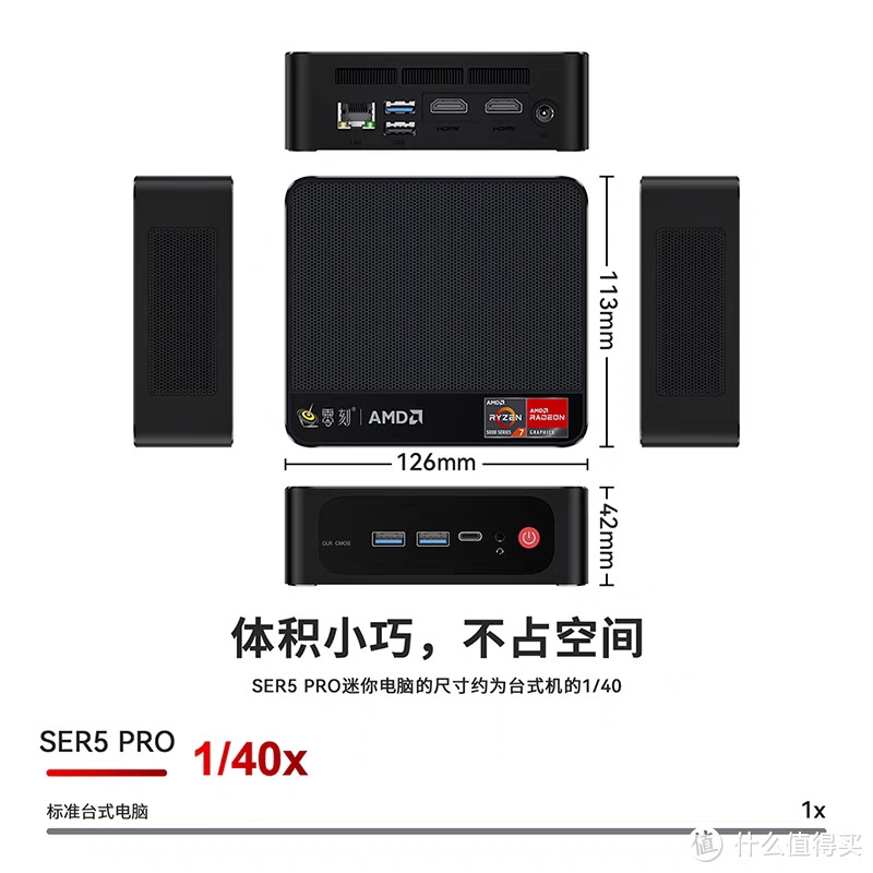 Beelink 零刻 SER5 Pro mini电脑主机（R7-5800H、8核16线程），限时特惠仅需1387元，快来抢购吧！