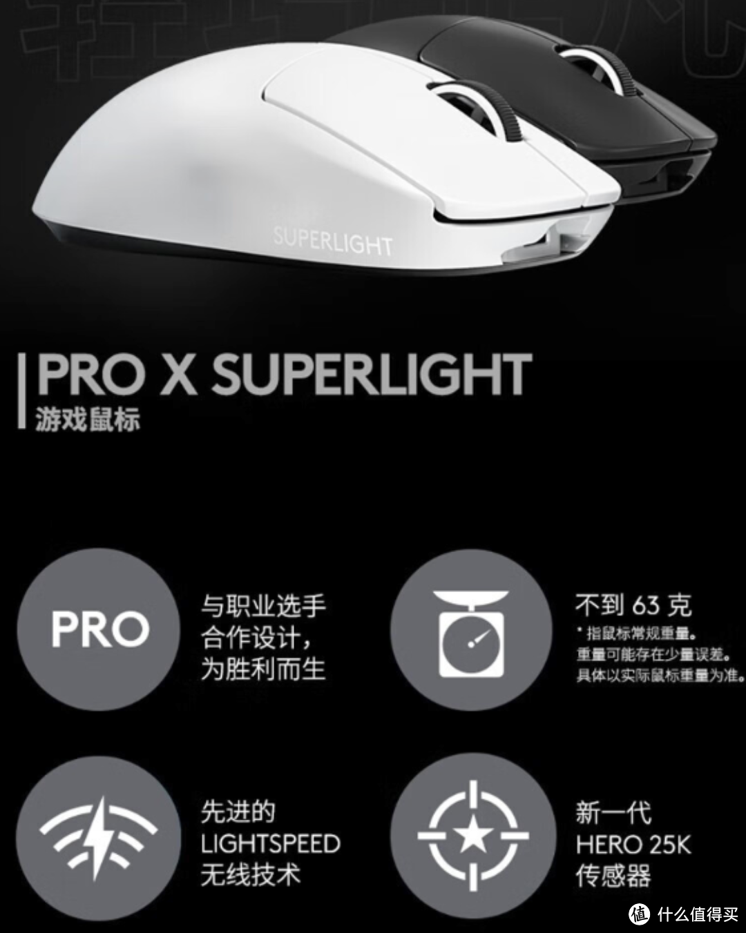 掌上霸主！罗技（G）PRO X SUPERLIGHT无线游戏鼠标 GPW二代