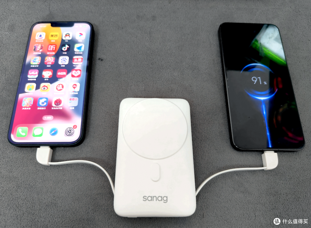 iPhone续航伴侣,sanag 塞那K60磁吸支架充电宝,小身材大容量
