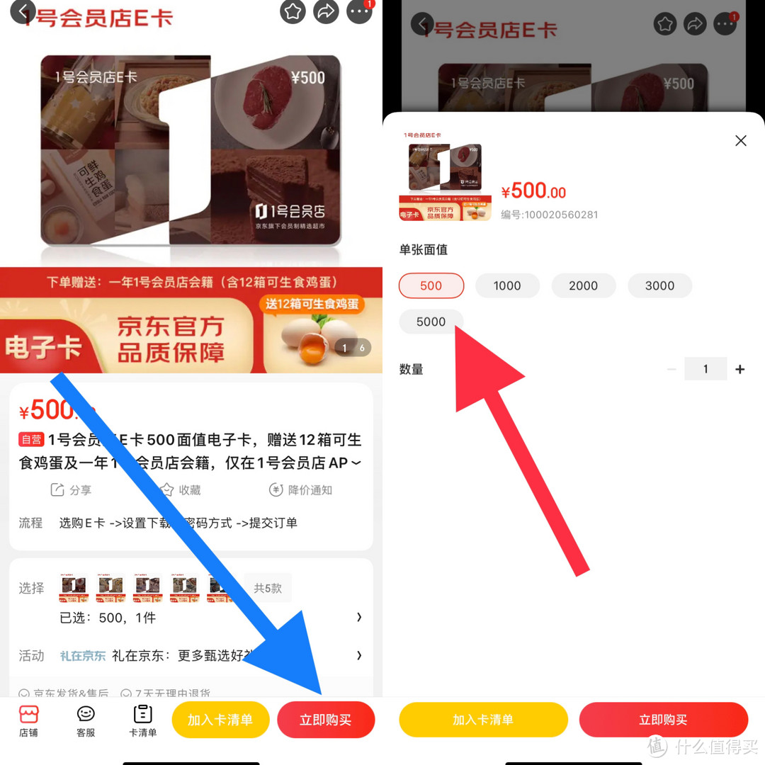 神车来了！购买500京东1号店E卡！送12箱可生食鸡蛋！总共240枚！还送1号店年卡会员！