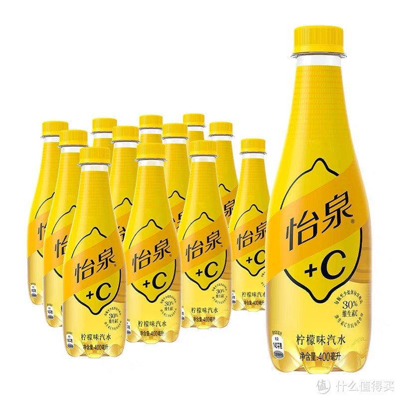 可口可乐 怡泉+C碳酸饮料柠檬味汽水400ml*12瓶整箱含汽饮料