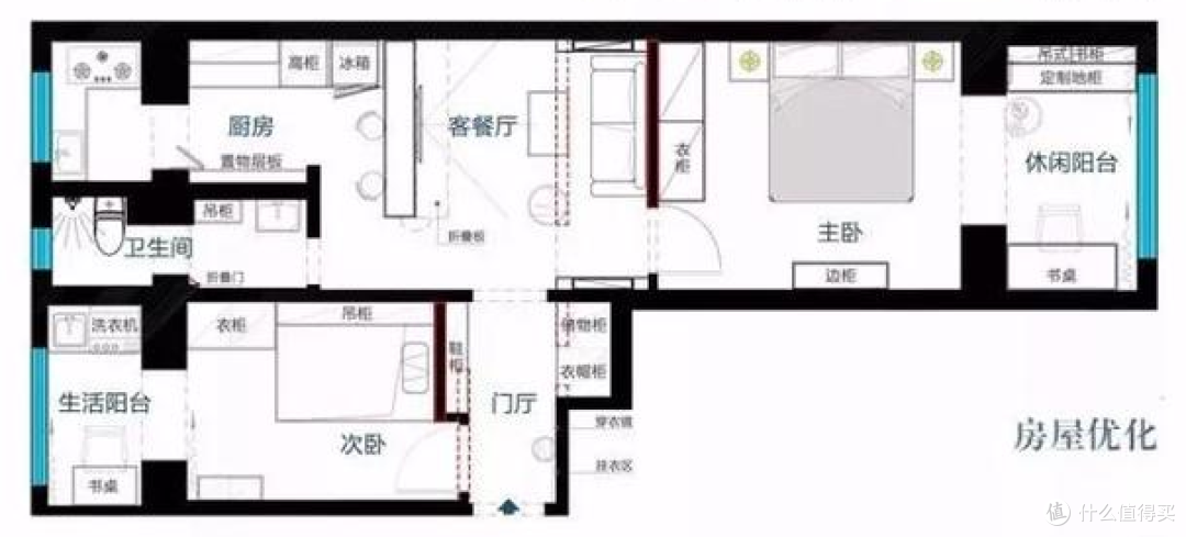 手枪户型的逆袭！60平两房一厅，简洁自然餐桌还能当电视墙！