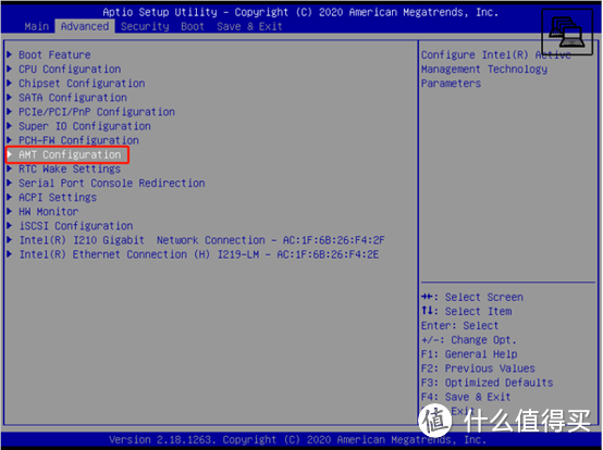 进入高级选项下的AMT Configuration