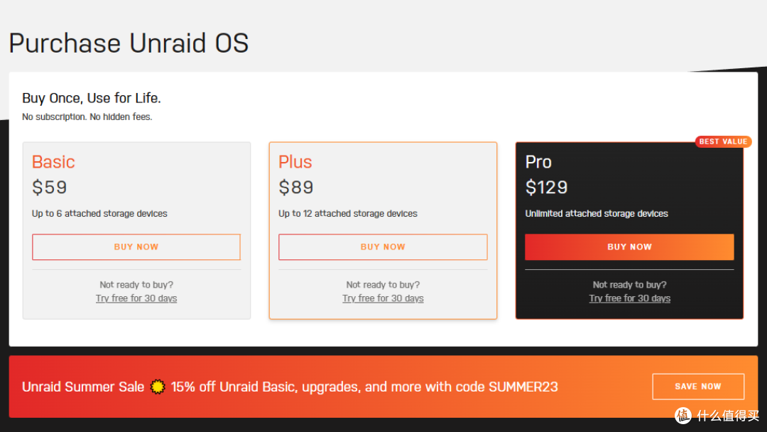 Unraid购买界面