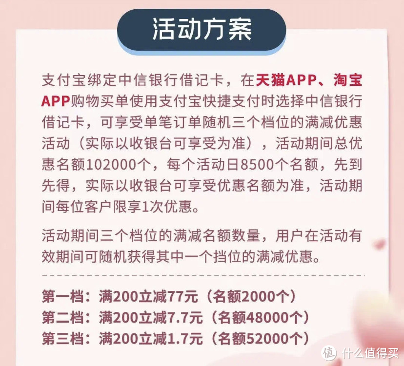 淘宝福利来啦！中信银行淘宝满200减77！淘宝天天免费签到领取现金！