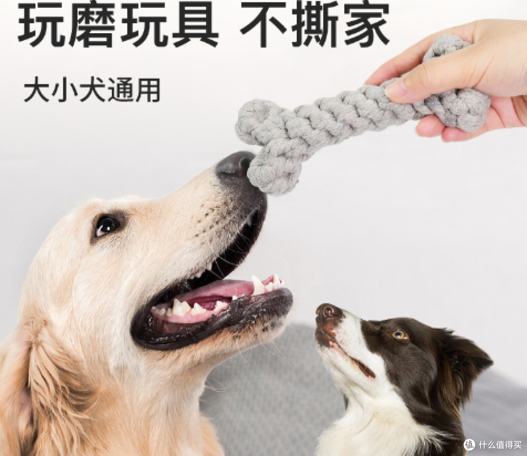 宠物用品推荐：憨憨乐园狗狗玩具宠物棉绳耐咬五件套，互动训练&amp;狗狗磨牙用品