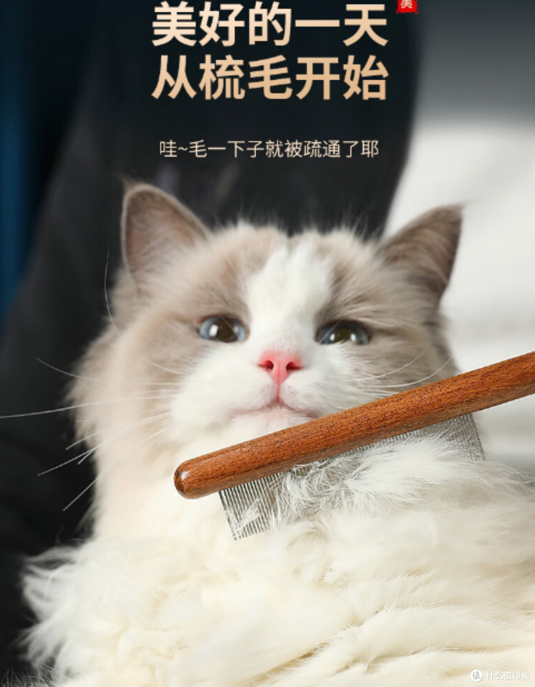 给爱宠无忧梳毛,憨憨乐园猫梳子密齿款解决开结和浮毛问题