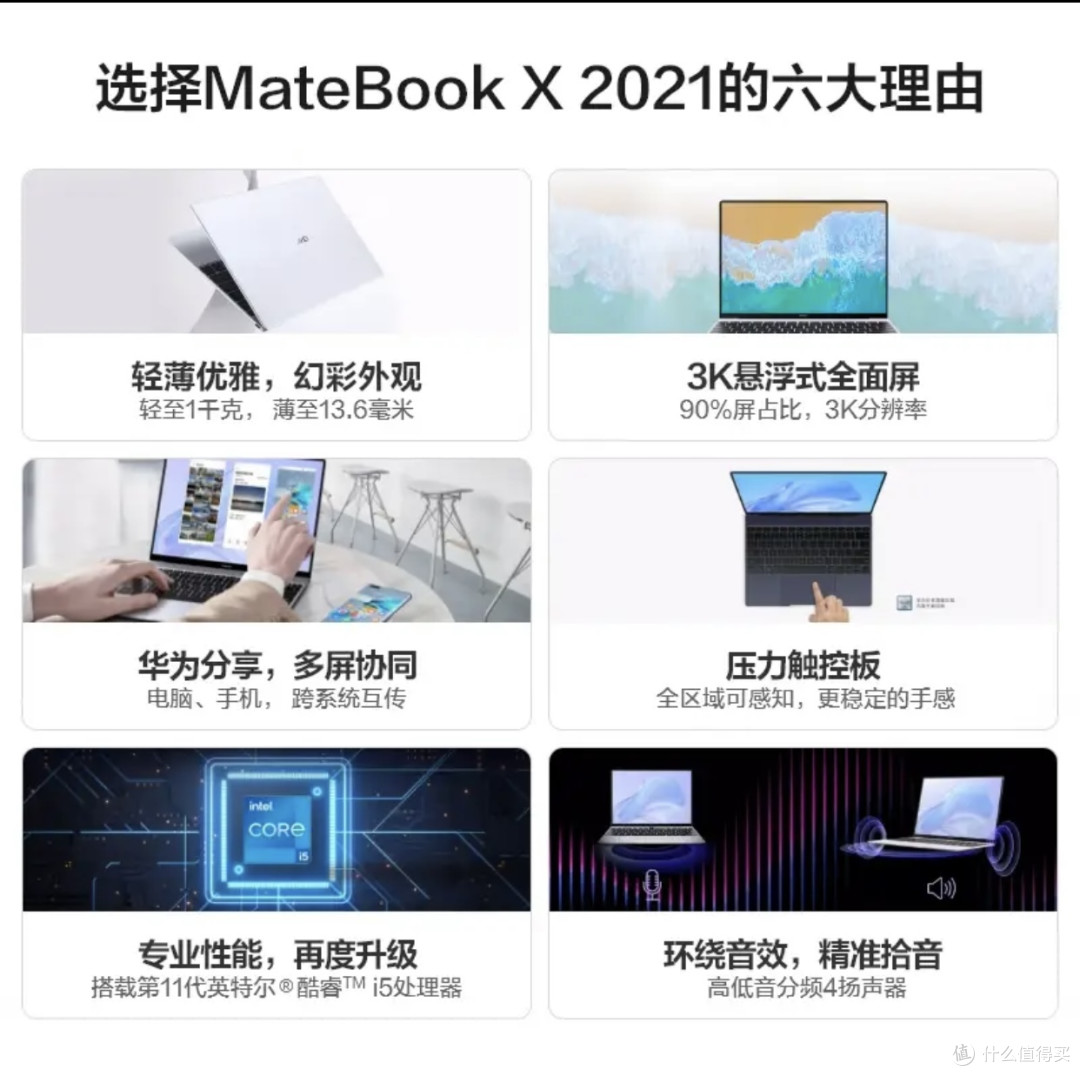 焕新季:华为笔记本电脑HUAWEI MateBook X 13英寸 英特尔酷睿 i5 16G+1T 3K触控全面屏