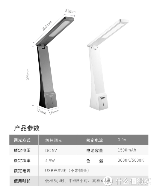 回忆我的学生时代——美的（Midea）LED充电台灯 便携折叠