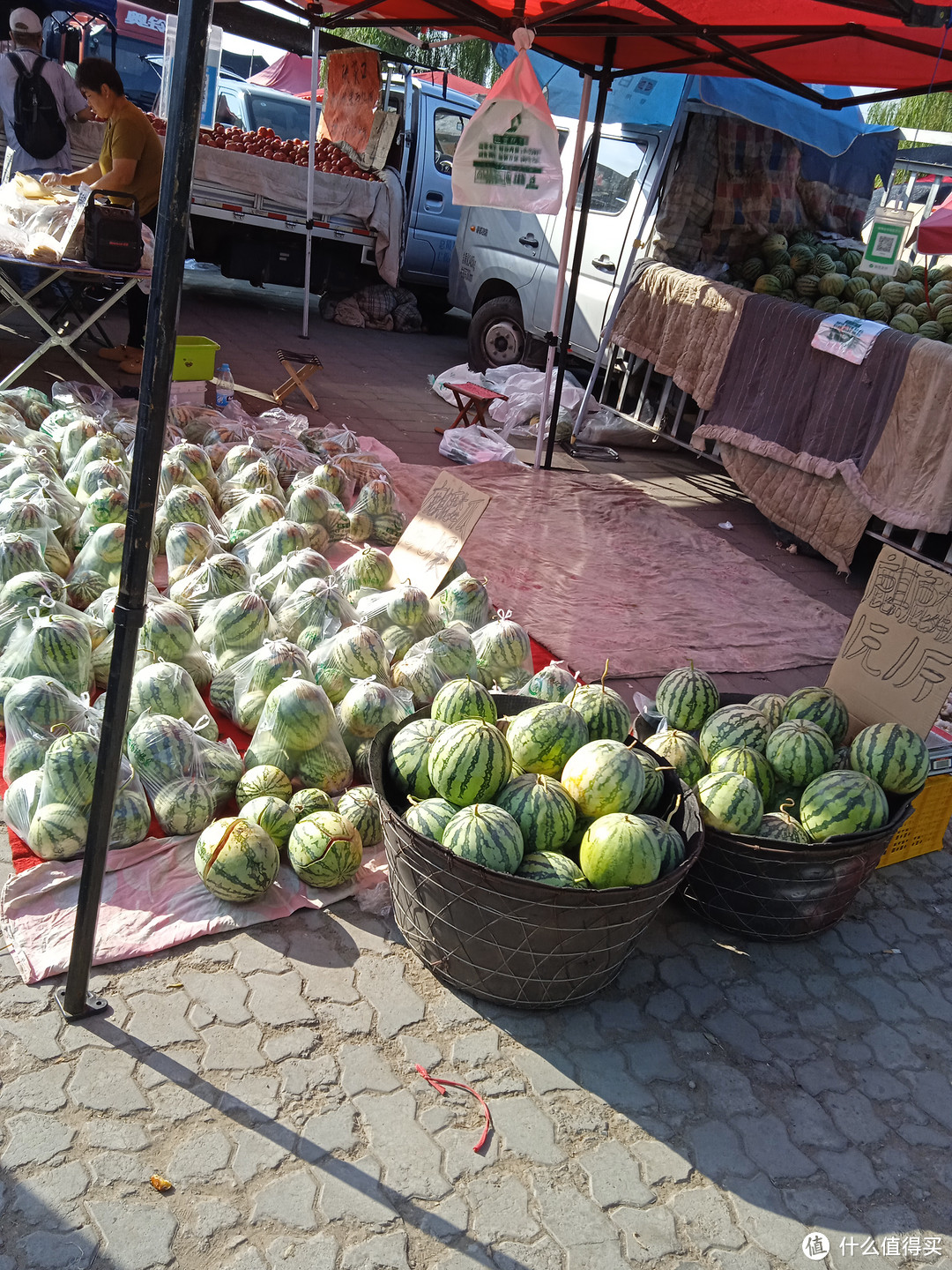 集市买大蒜一大堆25挺合适，一身汗