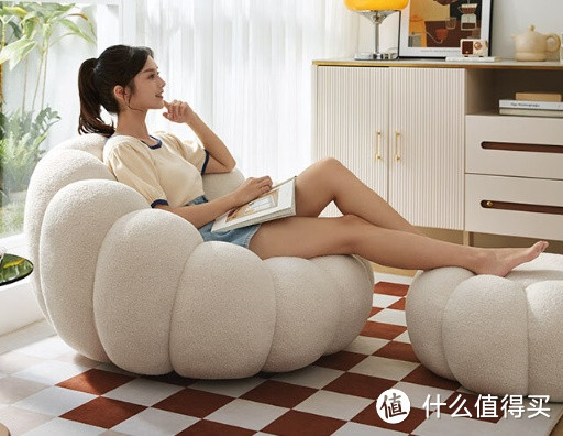 林氏家居 南瓜沙发 TDY109 南瓜椅+脚踏：打造舒适休闲时光的理想选择