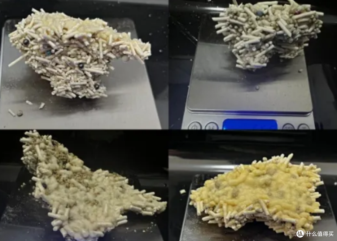 混合砂的砂团更加立体,窄且厚