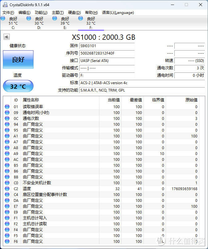 金士顿XS1000 2TB PSSD评测