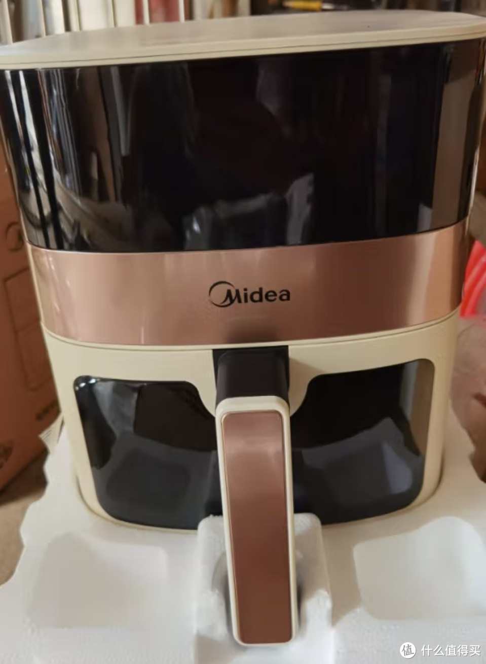 美的（Midea）空气炸锅家用6.3L大容量 可视 不用翻面 大功率 液晶触控智能多功能电炸锅 MF-KZC6381