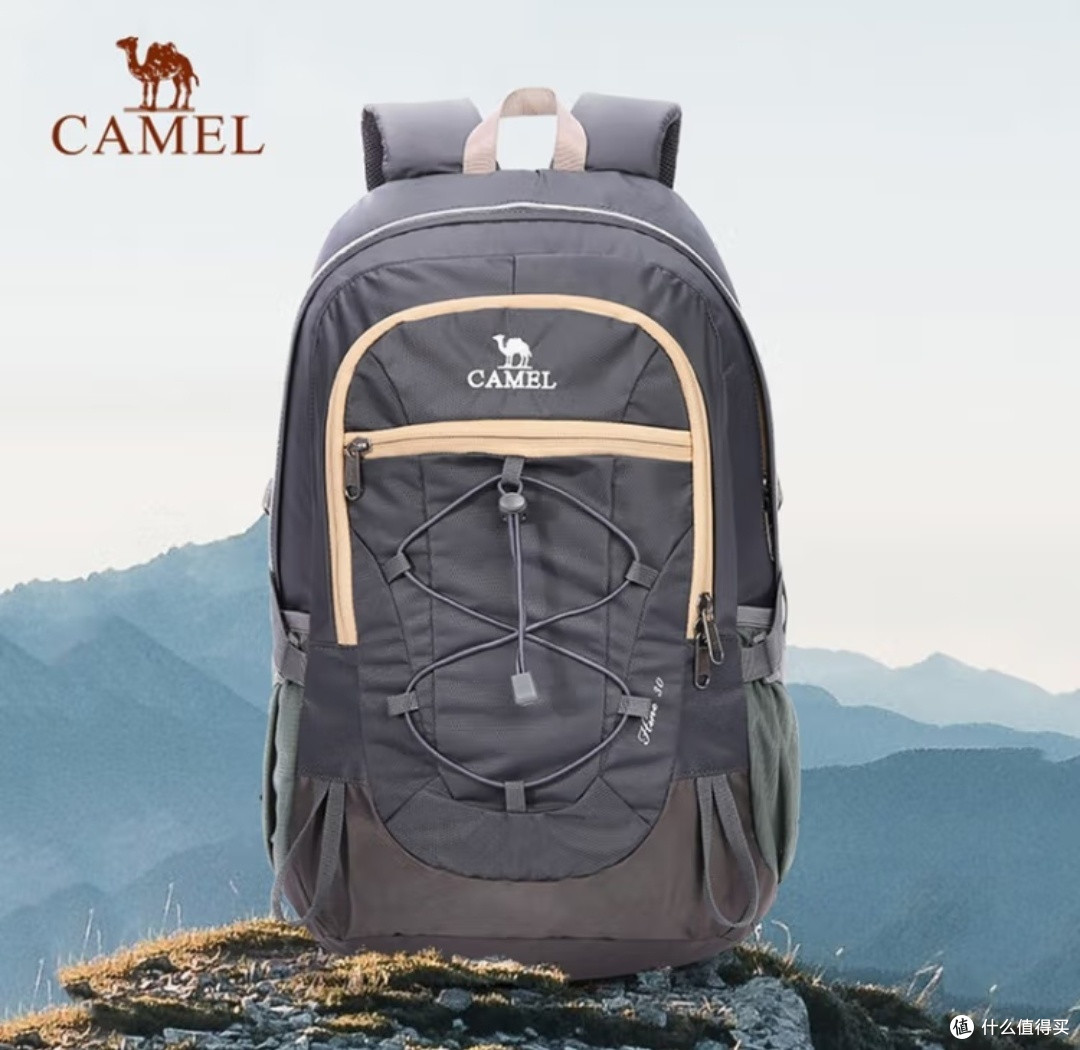 骆驼(CAMEL)户外双肩包男女30L徒步旅行运动登山包轻便防泼水背包 A1W3FI101
