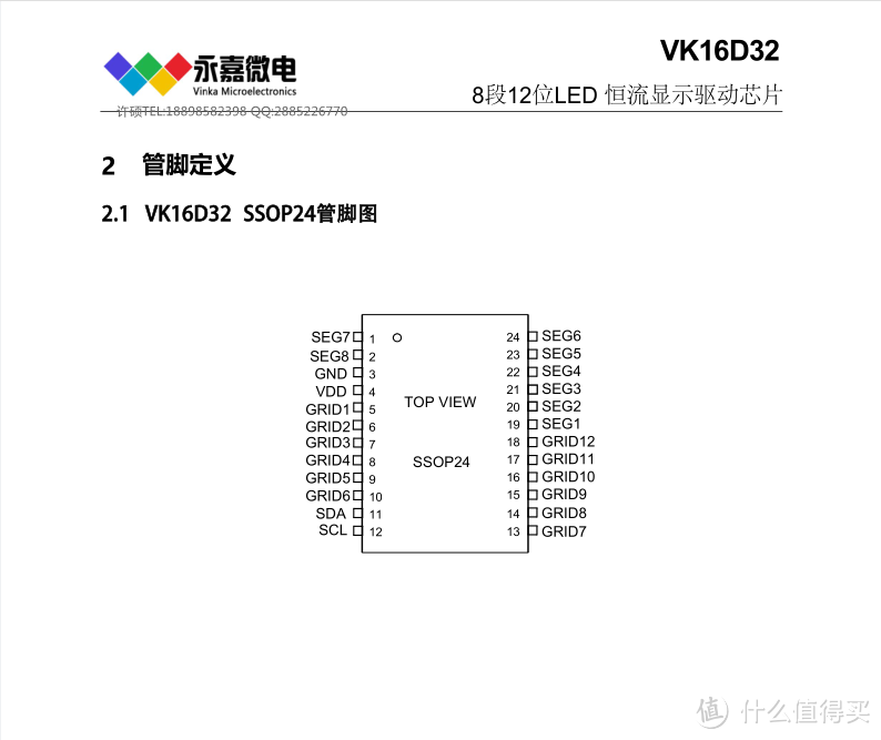 恒流数显驱动IC-VK16D32数码管显示驱动芯片