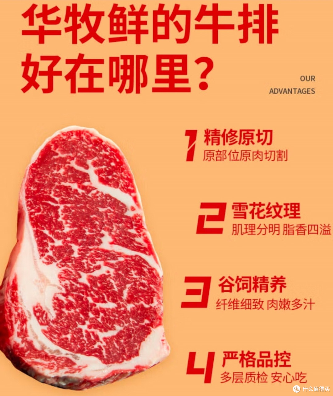 华牧鲜 进口谷饲原切眼肉牛排套餐 厚切200g/份 雪花牛肉 冷冻生鲜牛扒 【力荐】眼肉牛排200g*8袋