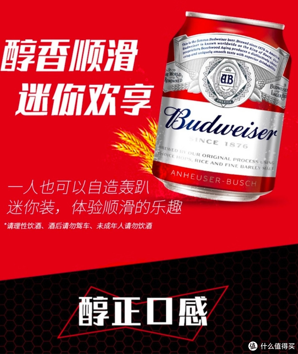 百威拉格啤酒 经典醇正  255ml*24听 小罐mini罐 Bud 啤酒整箱装