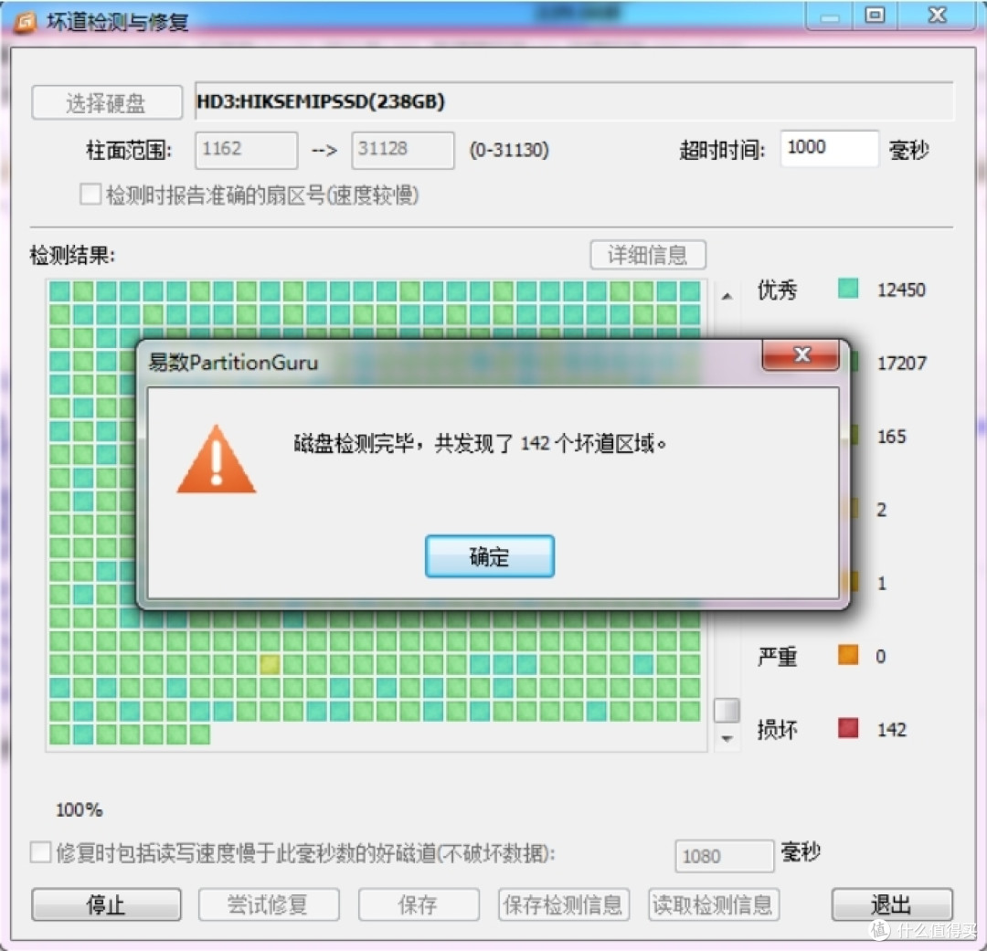142个坏道区域
