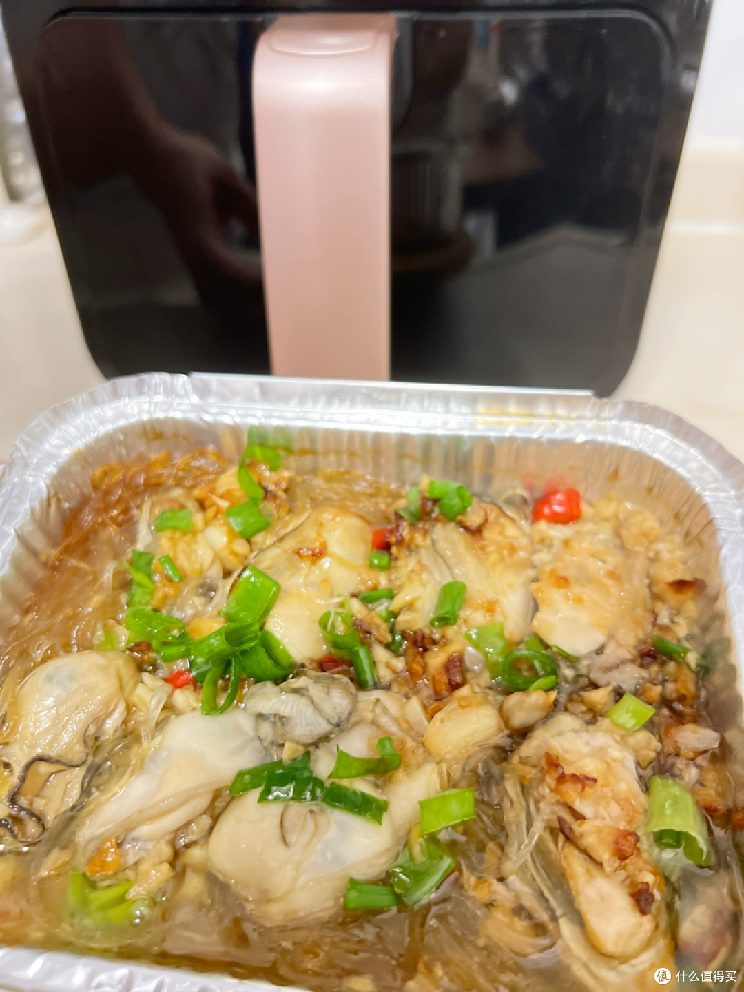 家属这个厨房小白用空气炸锅做的空气炸锅生蚝粉丝煲