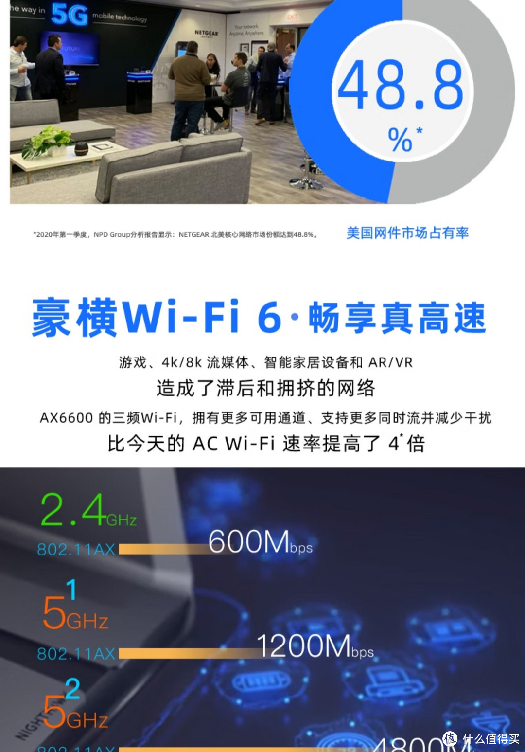 网件（NETGEAR）RAX70 AX6600 wifi6无线路由器千兆电竞/四核三频/MU-MIMO/家用网络全屋覆盖/认证翻新