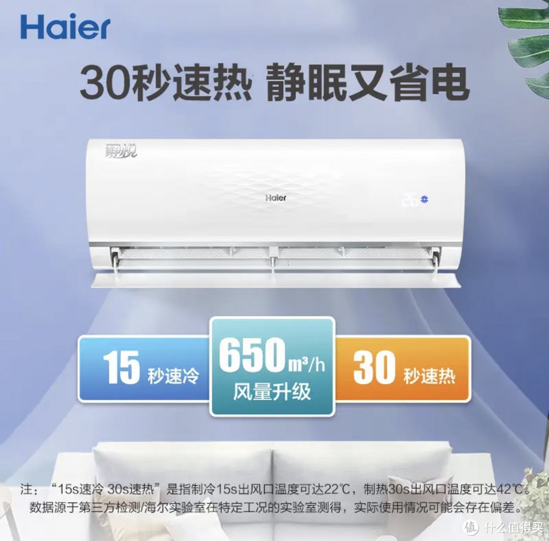 创新科技引领,探秘海尔(Haier) 大1匹 静悦 新一级 变频省电冷暖卧室挂式空调挂机光感护眠KFR-26GW