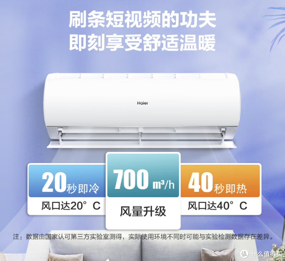 海尔（Haier）静悦 1.5匹 变频 冷暖挂式空调挂机 以旧换新价只要2049元！