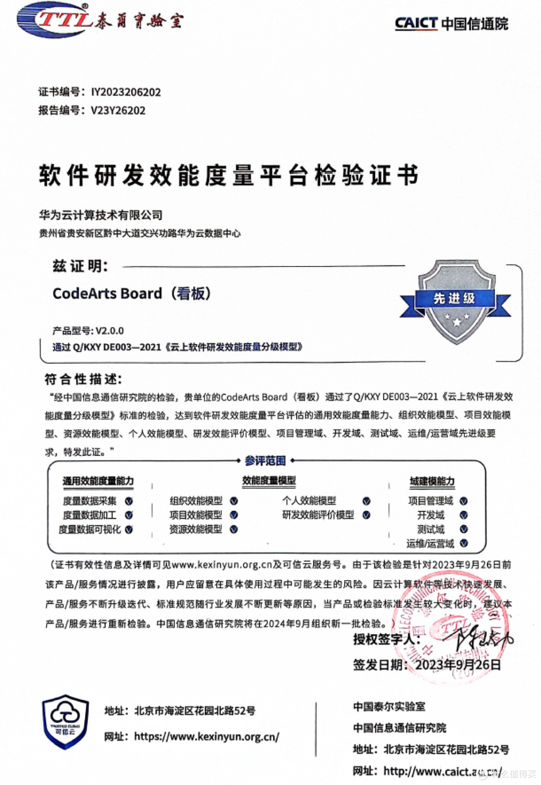 最高评级！华为云 CodeArts Board 获信通院软件研发效能度量平台先进级认证