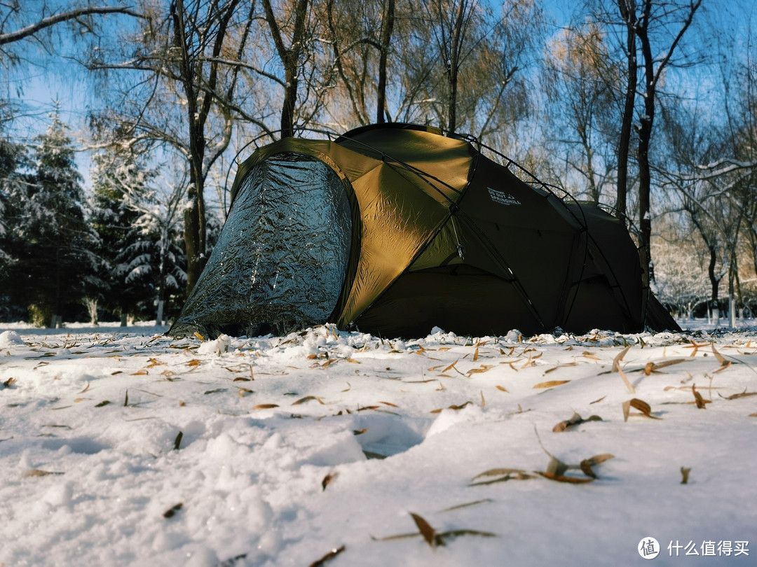冬季露营，带着春山昆仑帐篷，观雪，听鸟鸣，品茗…