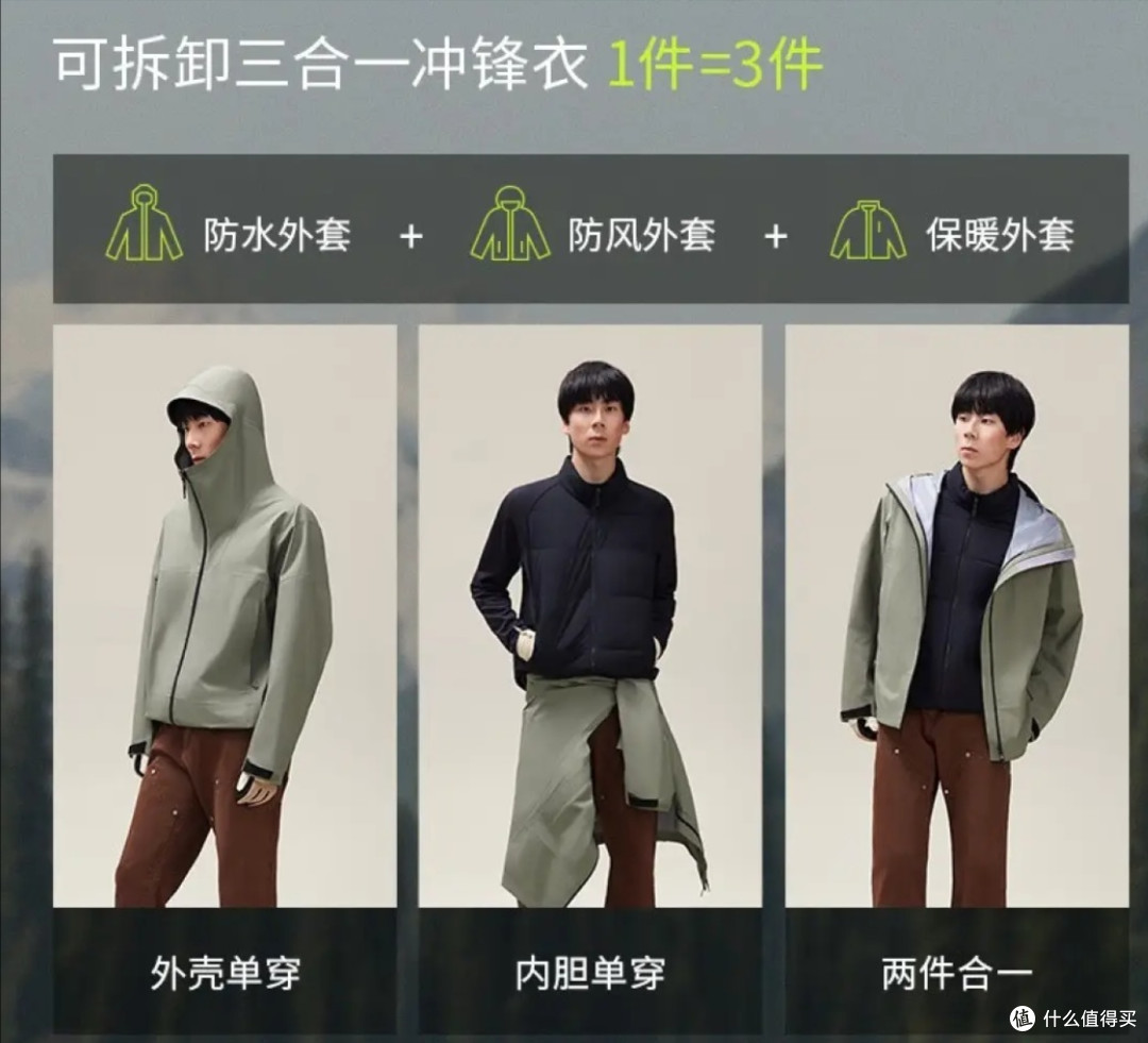 蕉下（beneunder）气绒冲锋衣 三合一登山服LS19823 