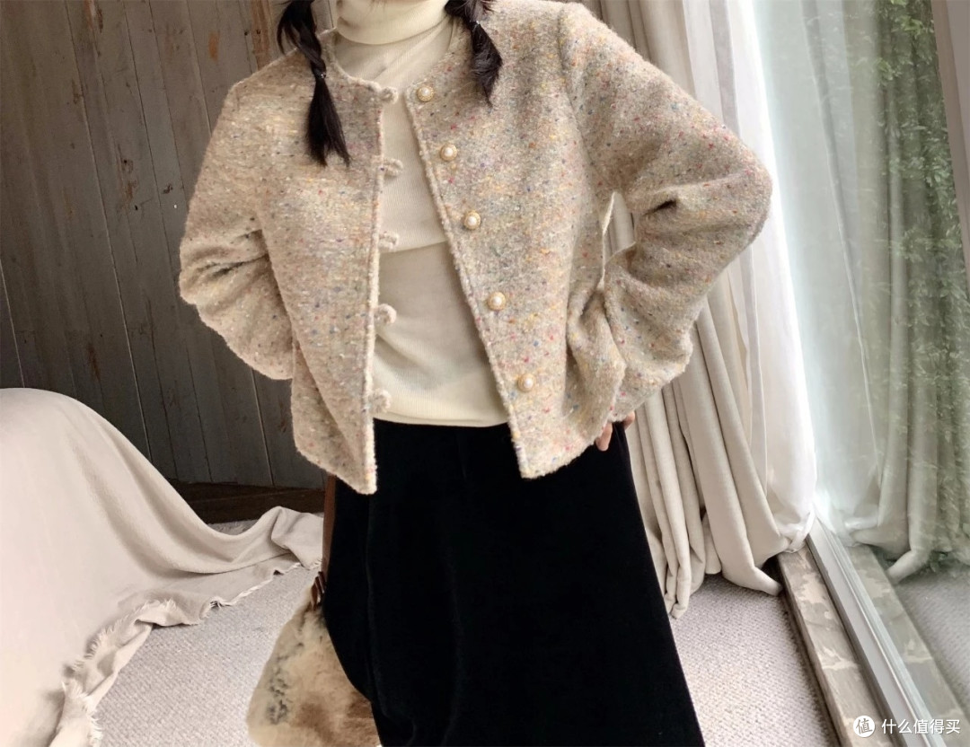 温柔花纱小香风外套和灯笼裤