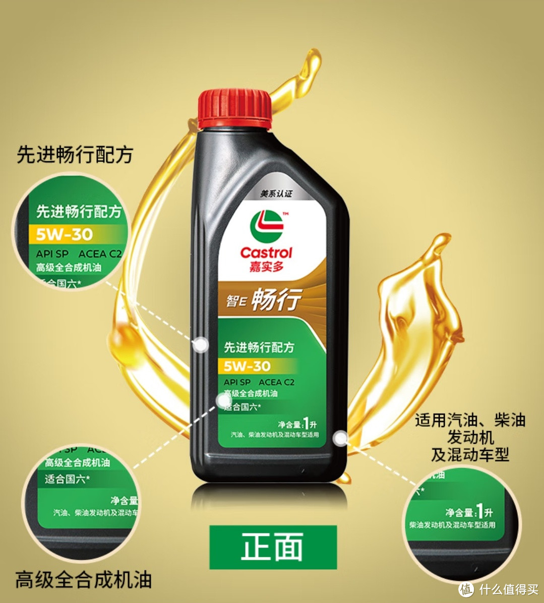 嘉实多（Castrol）智E版畅行 全合成机油 润滑油 5W-30 SP C2 1L - 为您的汽车保养带来全面革新