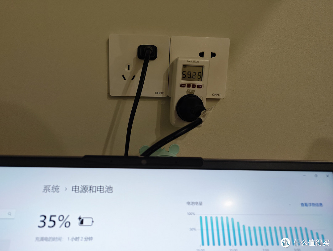 原装100W充电器，实测功率59W，剩余时间1小时2分钟