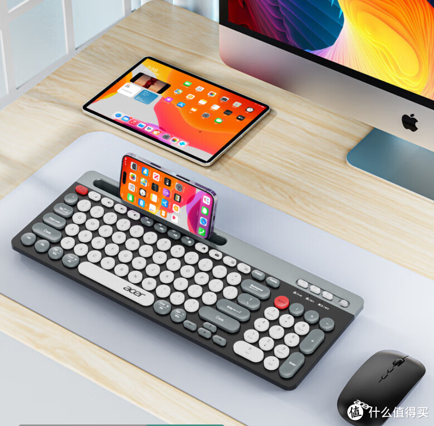宏碁新品键盘鼠标套装：无线蓝牙、时尚拼色，办公娱乐两不误！