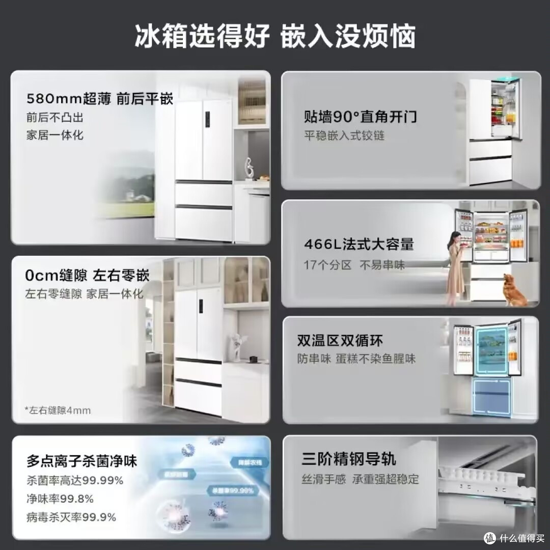 TCL超薄零嵌法式冰箱 R466T9-DQ冰箱：家居生活的新潮流
