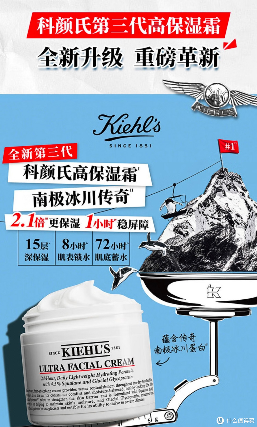 科颜氏（Kiehl's）全新第三代高保湿面霜50ml保湿乳液护肤品礼盒生日礼物女圣诞