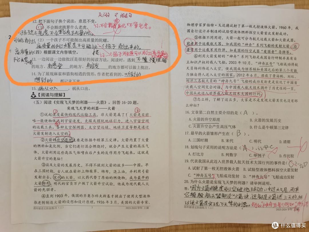 句式转换题，孩子显然不明白考核的是陈述句和反问句之间的句式转换