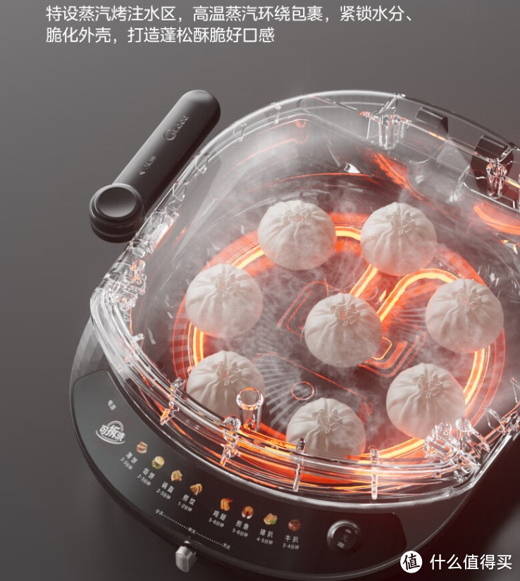 美的电饼铛3458：大尺寸双面加热，特设蒸汽烤模式