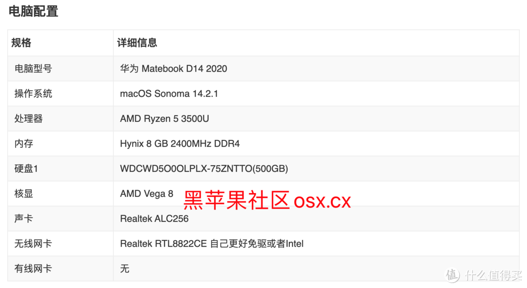 华为 Matebook D14 2020-R5-3500U 完美黑苹果macOS 14.2.1