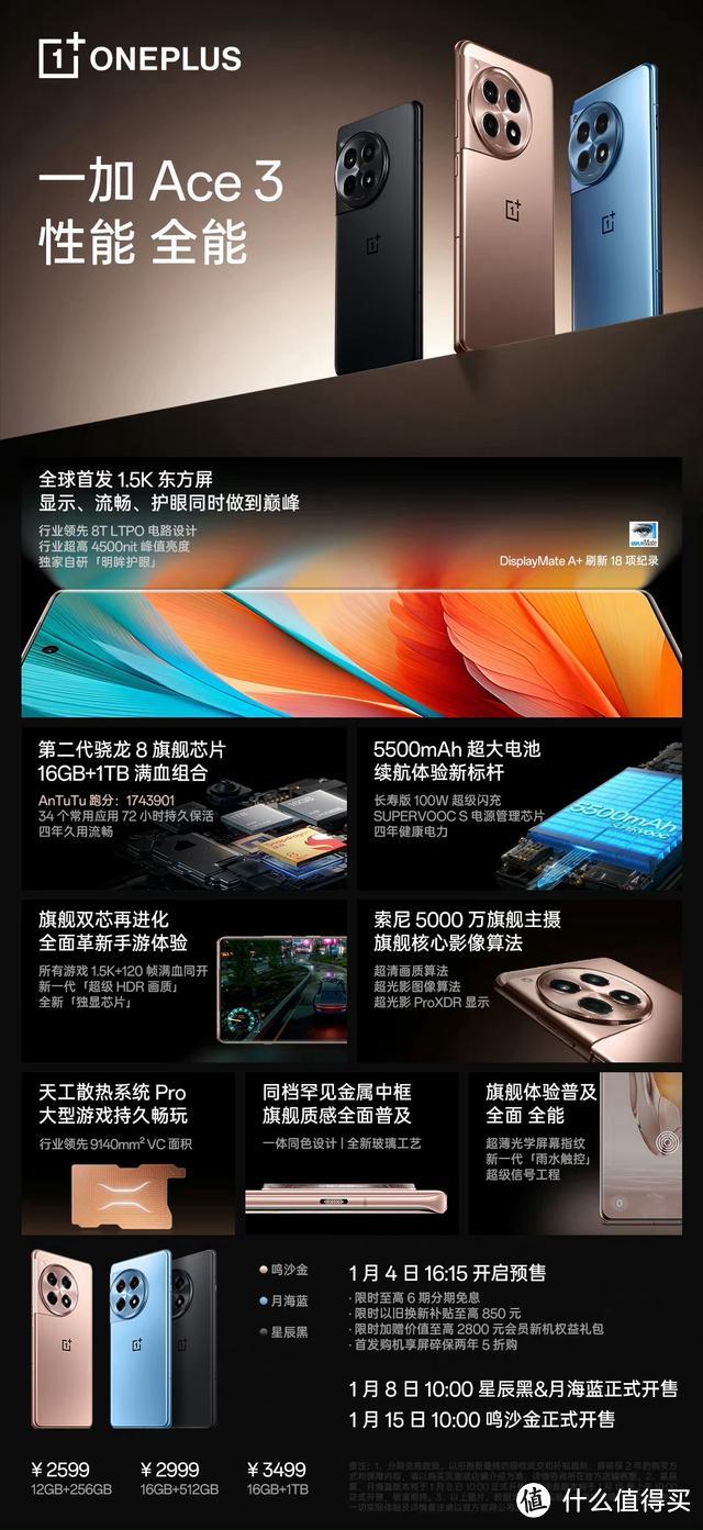 刚刚,一加Ace3正式发布:16GB+1TB版3499元