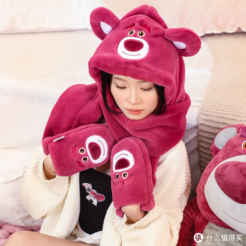 冬天必备！草莓熊三合一保暖头套，让你温暖整个冬季！