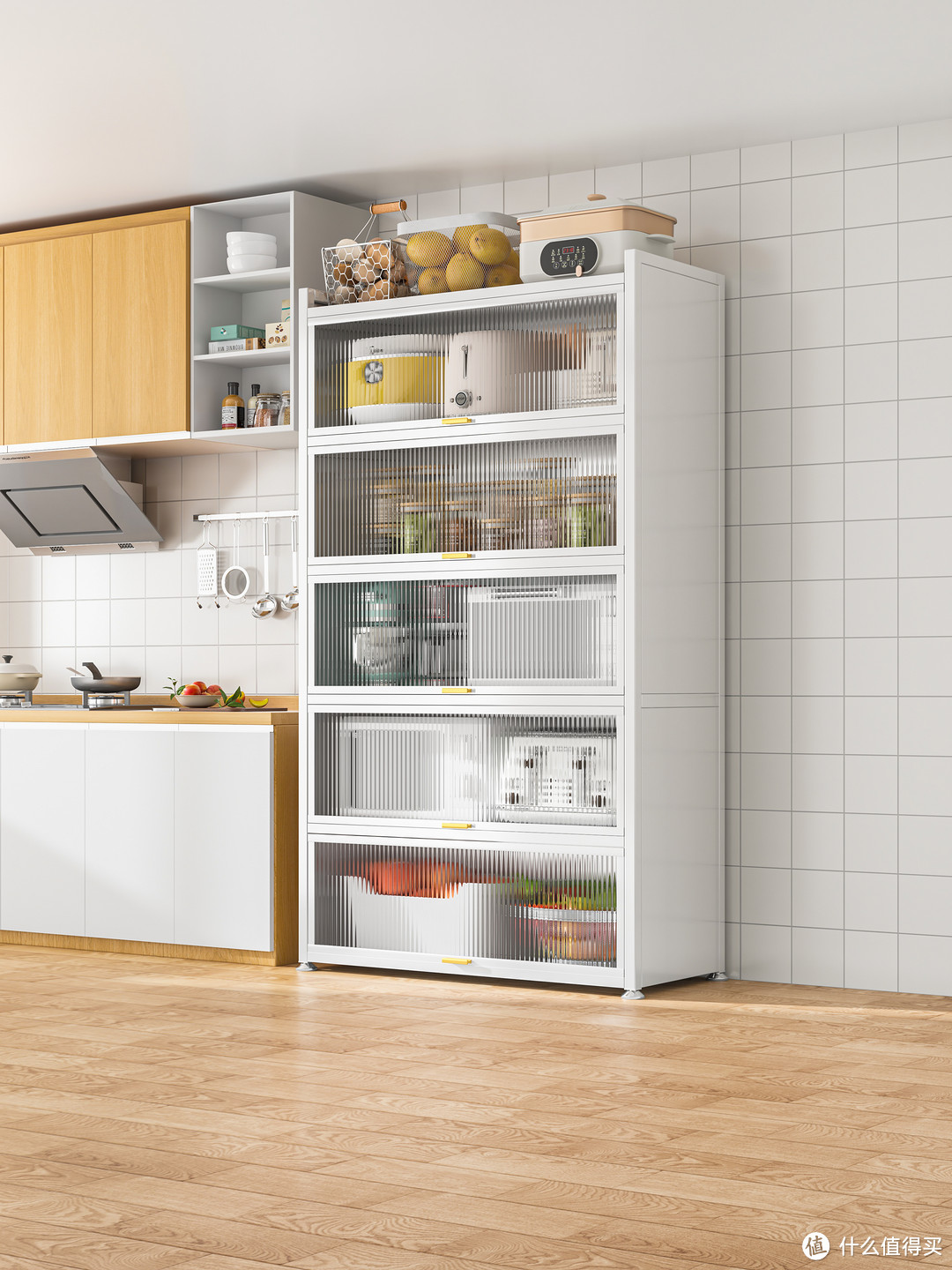 家用厨房多功能置物架落地多层收纳架厨房置物柜微波炉烤箱储物柜