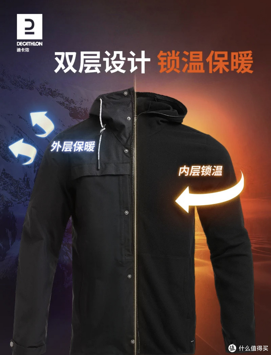 近期好价：迪卡侬三合一羽绒服外套券后只需419元起！冬季户外防风防水的冲锋衣登山必备款！