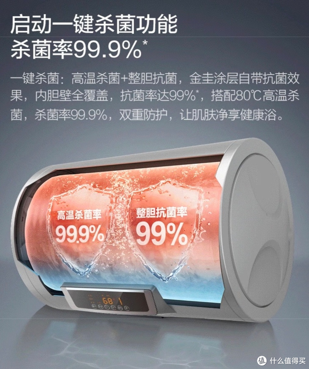 史密斯(A.O.SMITH)60升电热水器 专利免更换镁棒 金圭内胆 速热节能 纤美长款 大屏E60VC0 一级能效